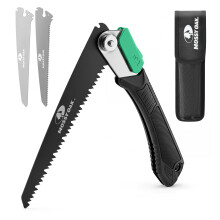 Mossy Oak Pruning Saw, Folding Hand Saw with Secure Lock, 3 Blades Made of Cr-V and 65Mn, for Wood, Bone, PVC, Tree Pruning, Camping, Hunting, Non-Fe