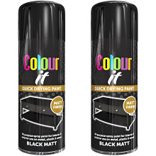 Paint Factory All Purpose Black Spray Paint Pack 2 (400ml Each) - Matt Finish Interior and Exterior Spray Paint for Metal, Plastic, and Wood (Black,