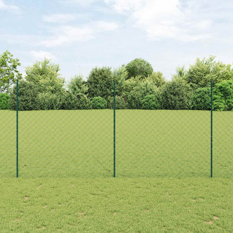 Vidaxl Chain Link Fence With Post 25 X 1.6 M Pvc-Coated Steel Green