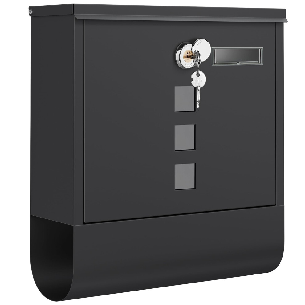 Songmics Post Box, Wall Mounted Letterbox, Mailbox, Copper Lock Cylinder With Swivel Cap, Nameplate, Newspaper Holder, Easy To Install, 10 X 30.8 X 3