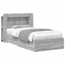 vidaXL Bed Frame with Storage Grey Sonoma 100 x 200 cm Engineered Wood