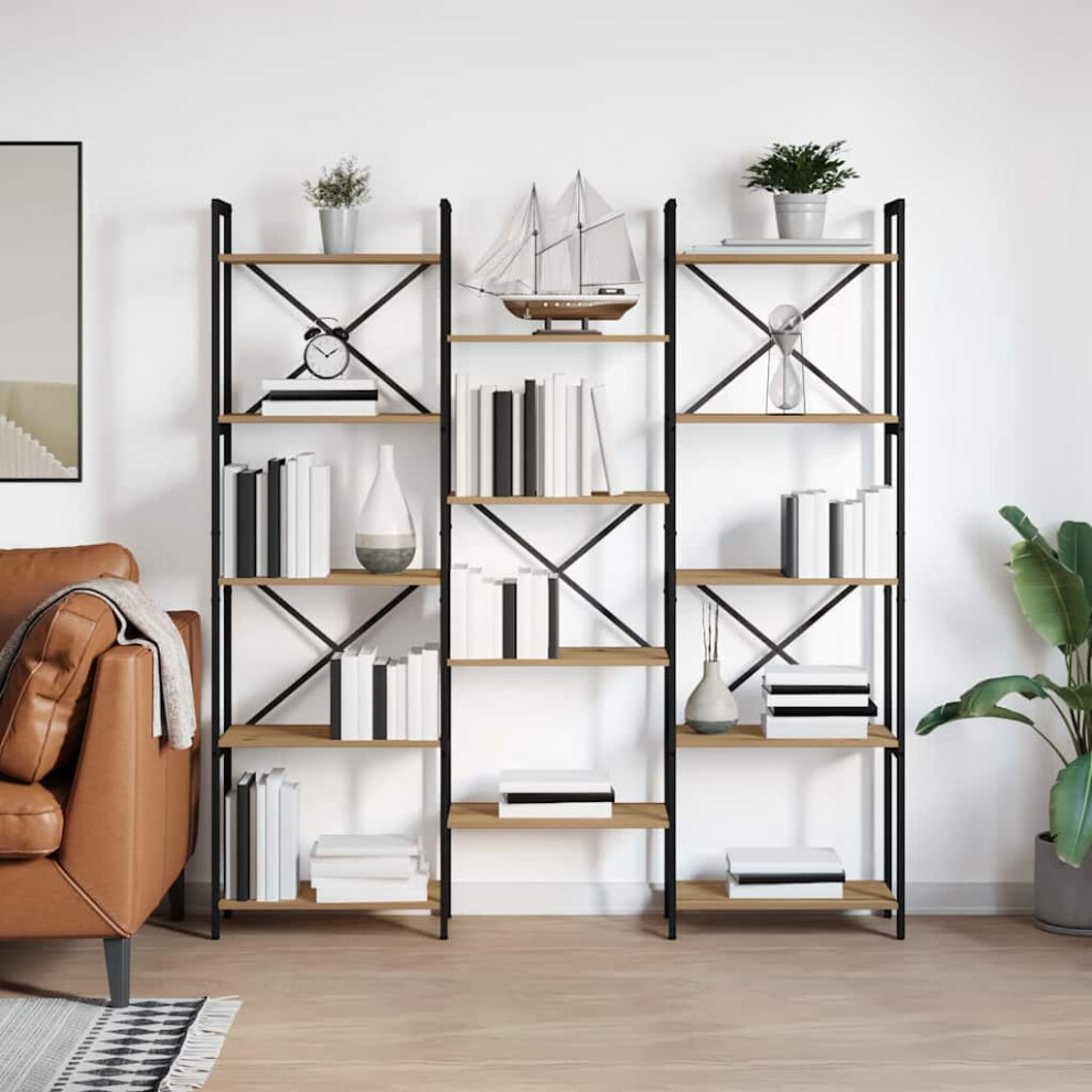 Vidaxl Bookshelf Artisan Oak 156 X 25 X 167 Cm Engineered Wood