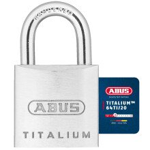 ABUS Titalium 64TI/20 Padlock - Lock Body Made of Special Aluminium - Hardened Steel Shackle - ABUS Security Level 3 - Silver