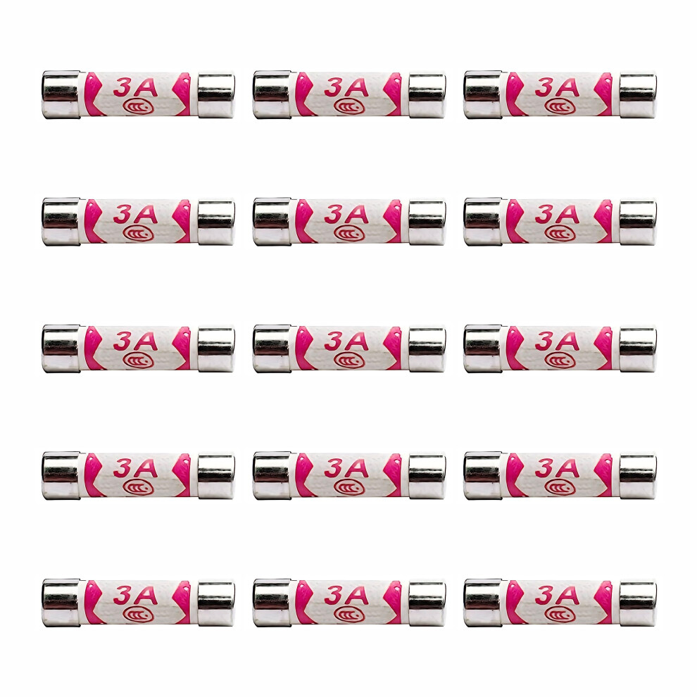 15 X Fuse 3A, 3 Amp Fuse Uk 240V/250V Pack Of 15 Of 3A Fuses Bs1362 Fuses By Zarb 5001104144084