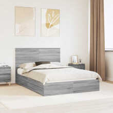 vidaXL Storage Bed Grey Sonoma 140 x 200 cm Engineered Wood