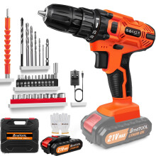 Cordless Drill Driver 21V, Electric Drill Kit with 1500mAh LI-ion Battery, Cordless Screwdriver 25+1 Torque, 45N.m Max, 29PCS Accessory, 2 Variable