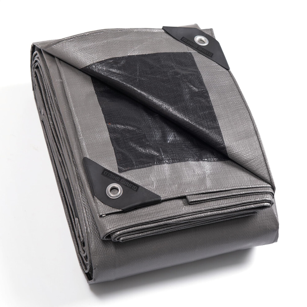 Guard Shield Tarpaulin Waterproof Heavy Duty Silver/Black 3M X 3M Tarp With Eyelets Uv Resistant Multipurpose For Outdoor 160G/Mâ² 5005198920975