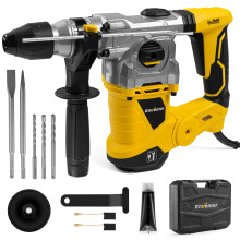 Enventor Hammer Drill, 1500W Heavy Duty Electric Rotary Hammer Drill, 360 Auxiliary Handle, SDS-Plus, for Concrete, Masonry, Brick, Steel, Wood