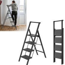 SAILUN Folding Step Ladder, 4-Step, With Handrail, Steel Construction, Non-Slip