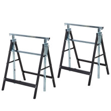 HOMCOM Set of 2 Adjustable Telescopic Builders Trestle, DIY Steel Work Bench Car