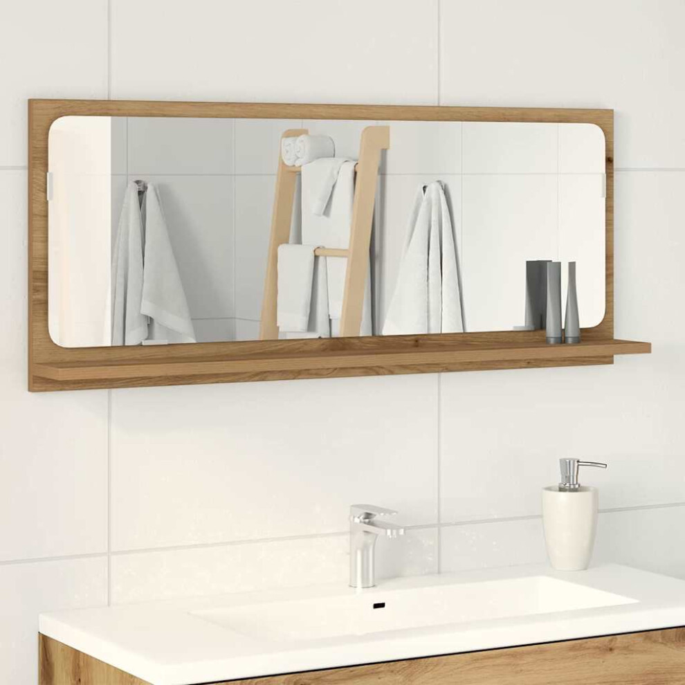 Vidaxl Mirror Shelf Artisan Oak 90 X 10.5 X 37 Cm Engineered Wood