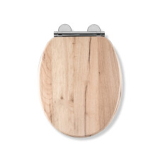 Croydex Corella Flexi-Fix Soft Close Wooden Toilet Seat - Quick Release Button for Easy Cleaning and Adjustable Hinges with Top and Bottom Fixings, A