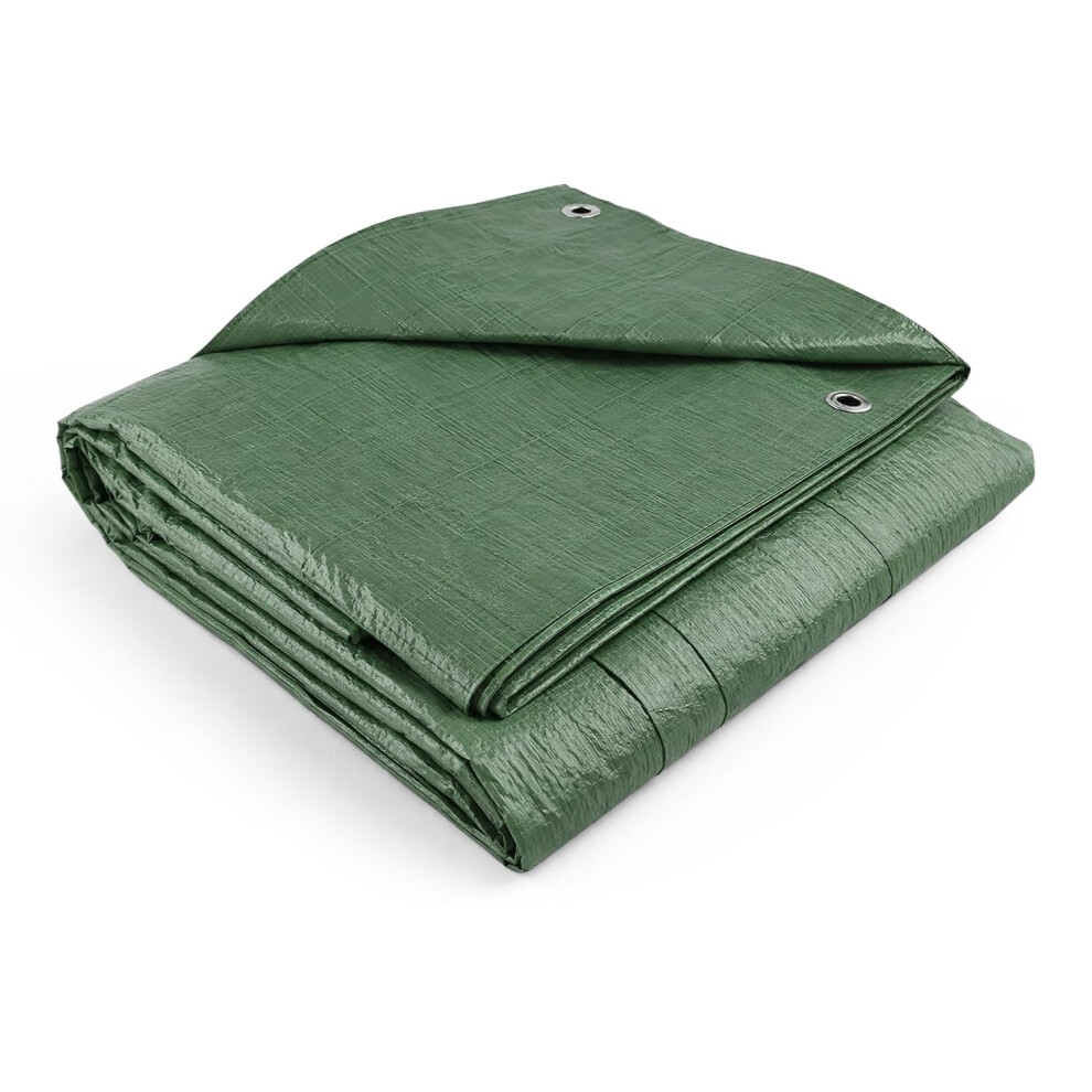 Flatro Tarpaulin Waterproof Heavy Duty (8Ft X 10Ft) / (2.4M X 3M) Green Tarpaulin Sheet With Reinforced Eyelets | Uv/Tear Resistant Multipurpose Weat 5008825982254