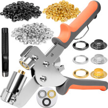 SBGGRL Grommet Tool kit,3/8 Inch Heavy Duty Grommet Pliers with 300 pcs 10mm Metal Grommet (Gold, Black, Silver) for Tarps, Fabric,Leather, Tents, Vi