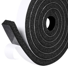 fowong Foam Weather Stripping, 25mm(Width) X 12mm(Thick), Open Cell Foam Tape Adhesive Rubber Strip Maximum Compression SoundProof (2 Rolls with Tota