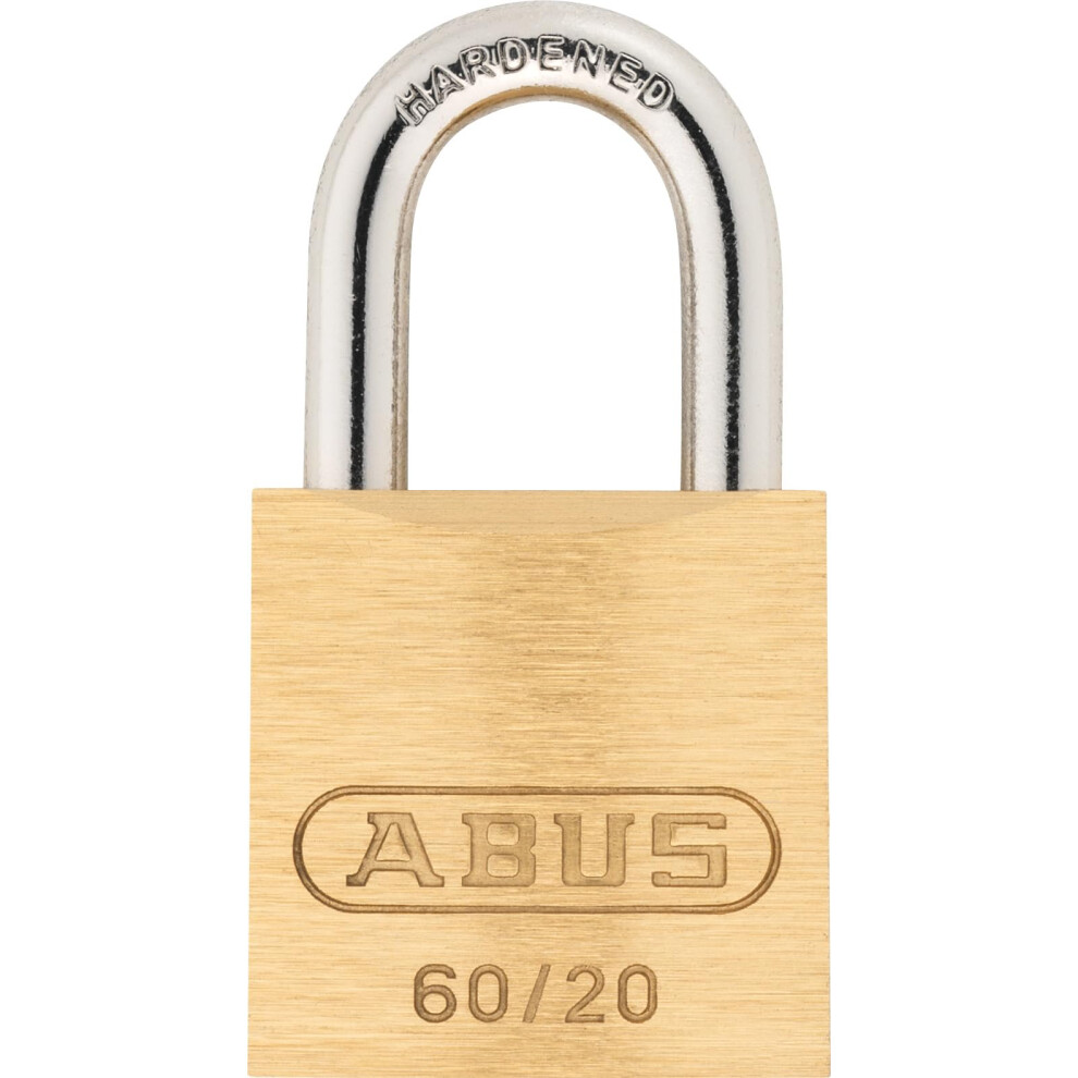 Abus Abus60/20 Brass Padlock - Weatherproof And Stainless Steel Shackle - Two Keys - For Garage, School, Locker, Warehouse - Security Level 5 - Brass