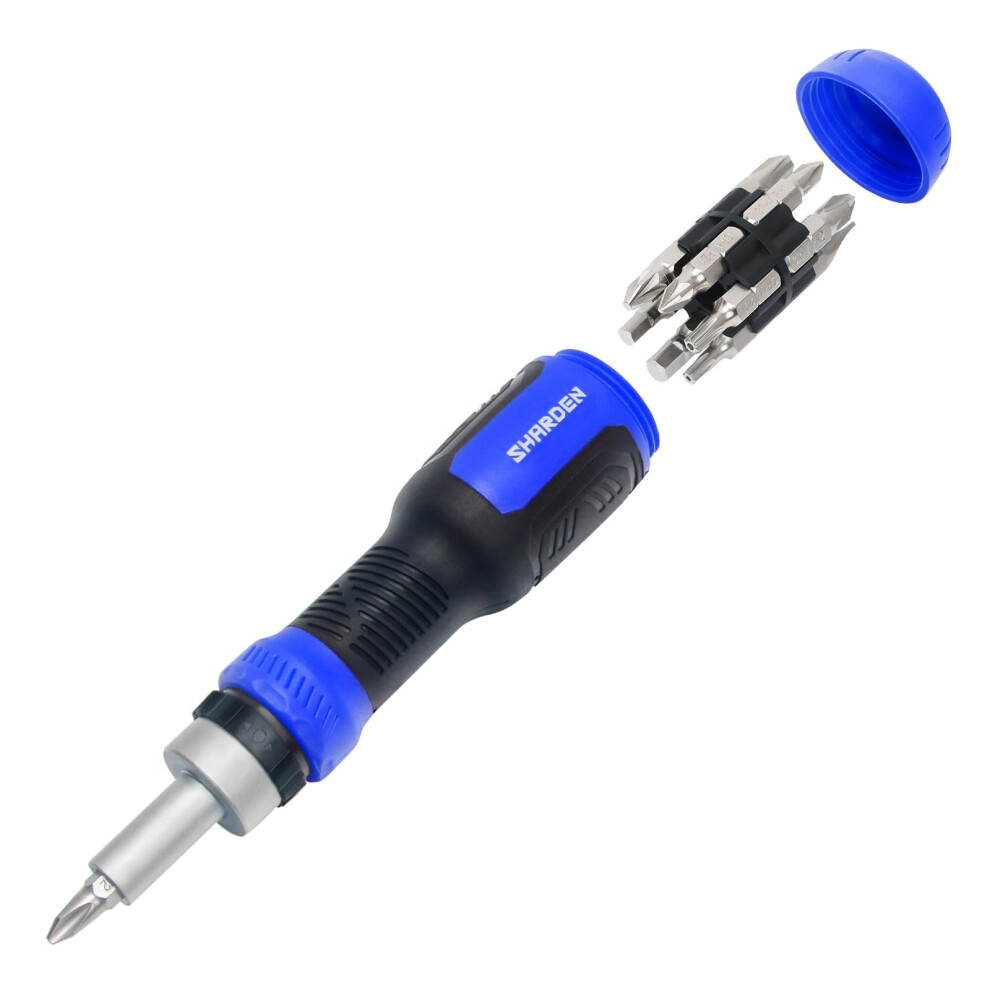 Sharden Ratchet Screwdriver 13-In-1 Ratcheting Screwdriver Multi-Bit Screw Driver Multitool All In One With Torx Security, Flat Head, Phillips, Hex, 5006040625185