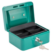 Burg-Wächter lockable cash box with key and coin insert, small, sheet steel, Money 5015, turquoise-green