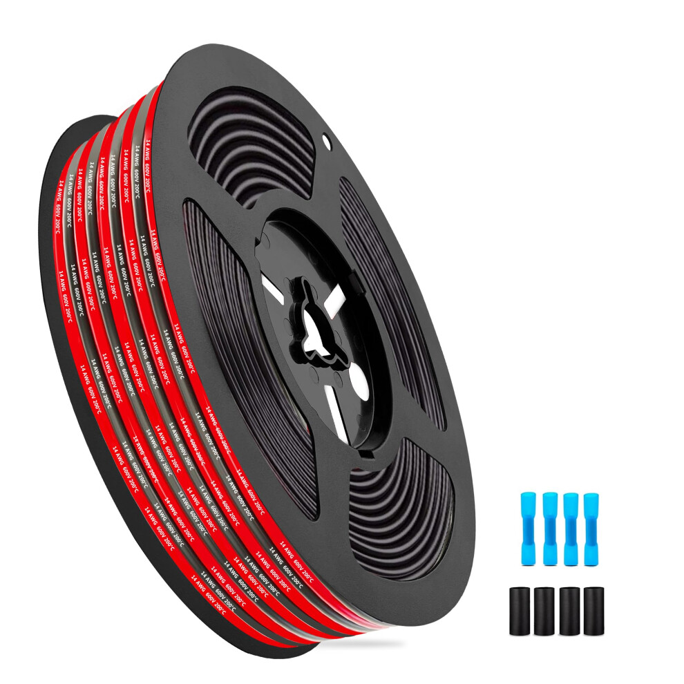 Flexible Silicone Wire 14Awg Schdra Tinned Copper Cable 216.4 Ft (Red & Black) Â Includes Heat-Shrink Tubes & Bht2 Connectors For Rc Models And El 5008949881556