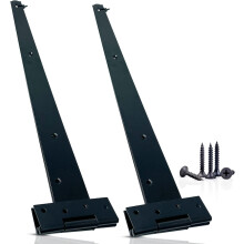 ZAVIA Garden Gate Hinges for Wooden Shed - 16 Inch 2Pcs Weather & Rustproof Powder Coating Metal Tee Strap Black Door Hinges for Garden Shed, Window,