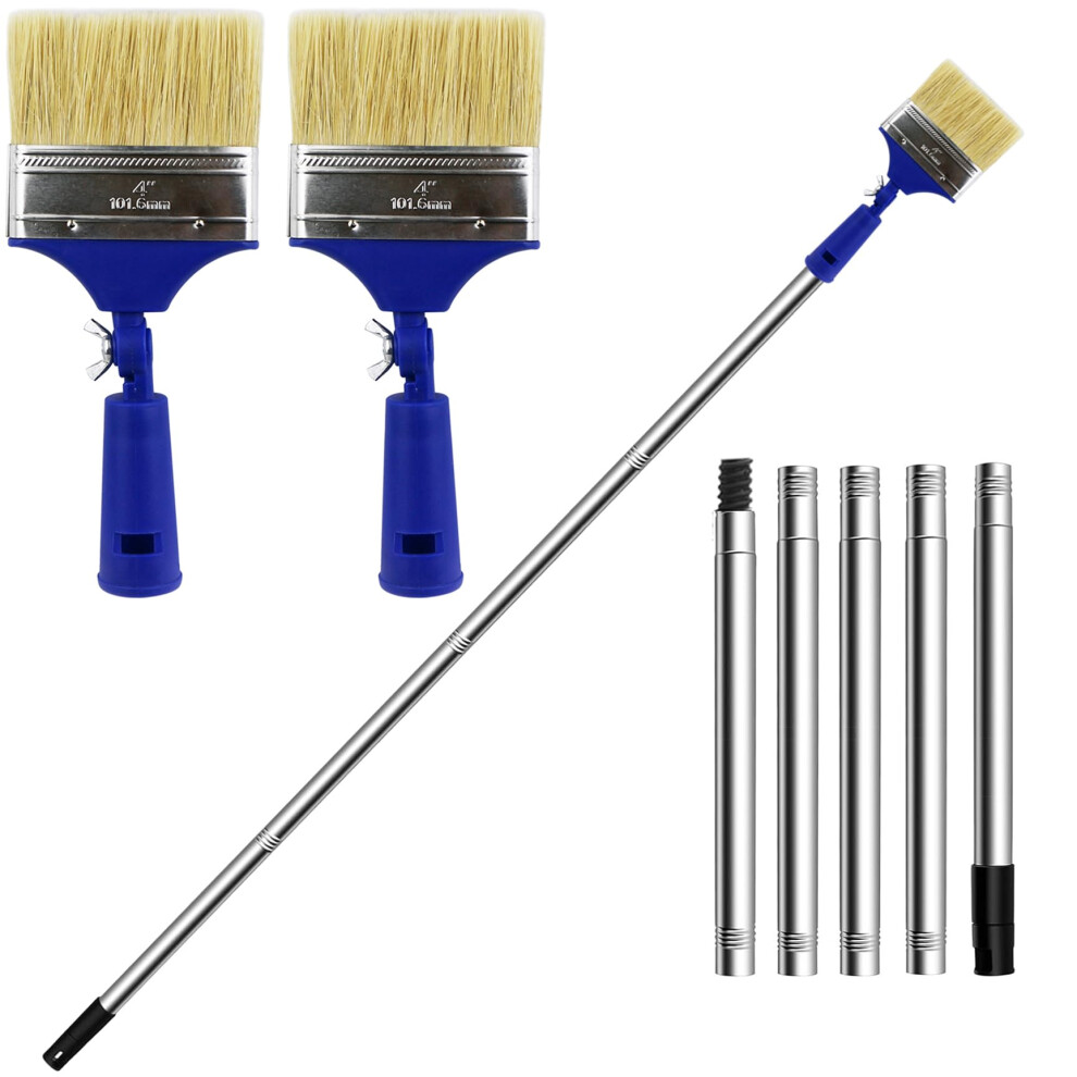 Photos - Putty Knife / Painting Tool 4 inch Paint Brush with Extended Detachable Pole, Bristle Brush for Surface Cleaning and Walls & Ceilings Painting, Ideal fo