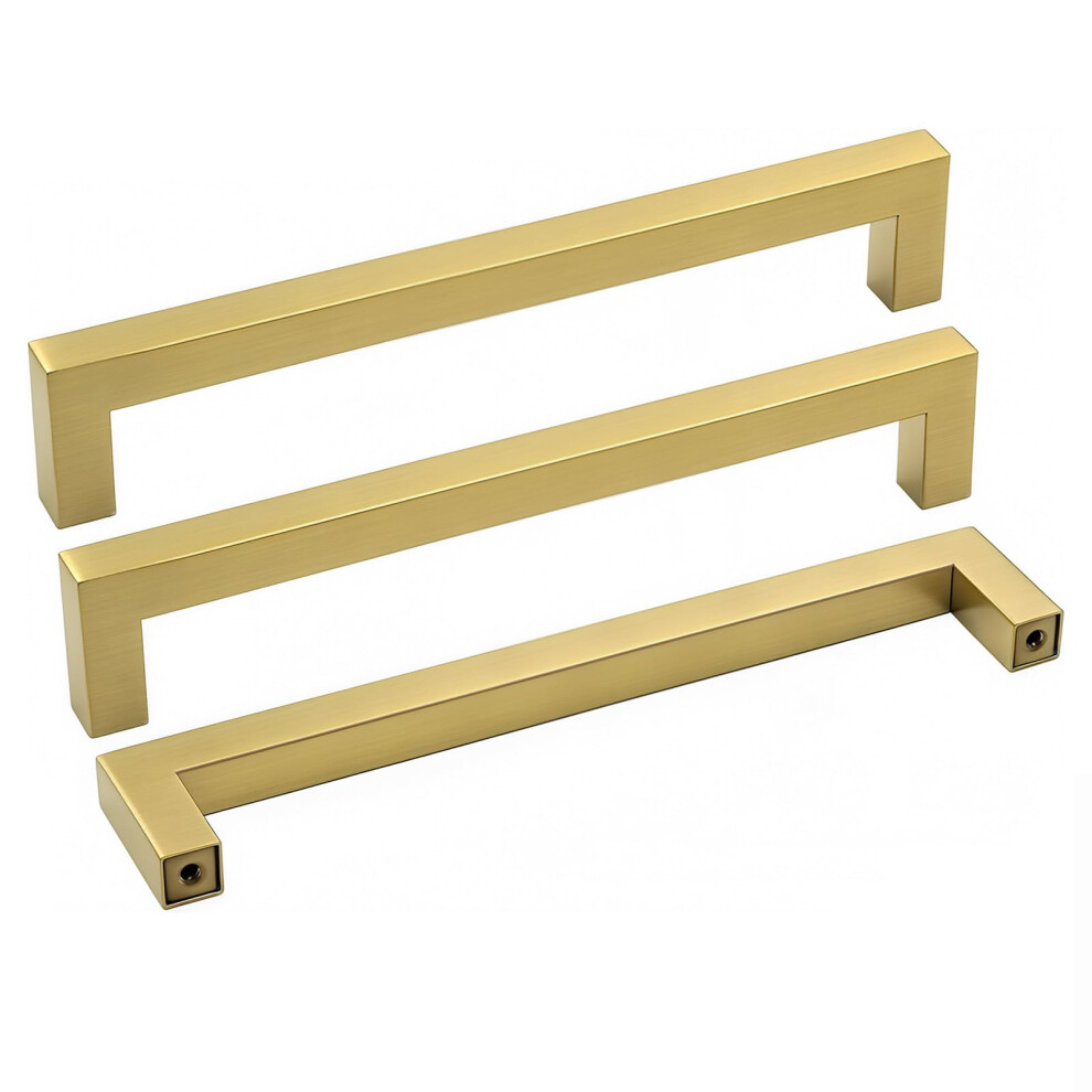 Goldenwarm 5 Pack Brass Kitchen Cabinet Handles 160Mm Hole Center Gold Cupboard Door Handle For Drawers 5007361807175