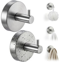 cleanan Suction Cup Hooks for Shower Wall - Heavy Duty Stainless Steel Bathroom Hanger, Vacuum Hooks for Inside Shower Glass Door & Tile, Waterproof