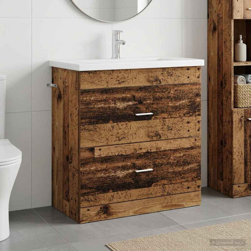 Vidaxl Bathroom Furniture Set Old Wood 81 X 40 X 84.5 Cm