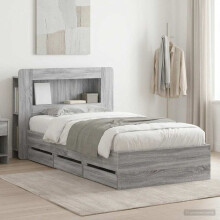 vidaXL Bed Frame with Storage Grey Sonoma 100 x 200 cm Engineered Wood