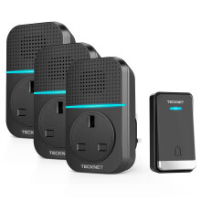 TECKNET Self-Powered Doorbell with 3 Receivers, IP65 Waterproof 1300ft Wireless Doorbell with 60 Chimes 5 Volume Levels