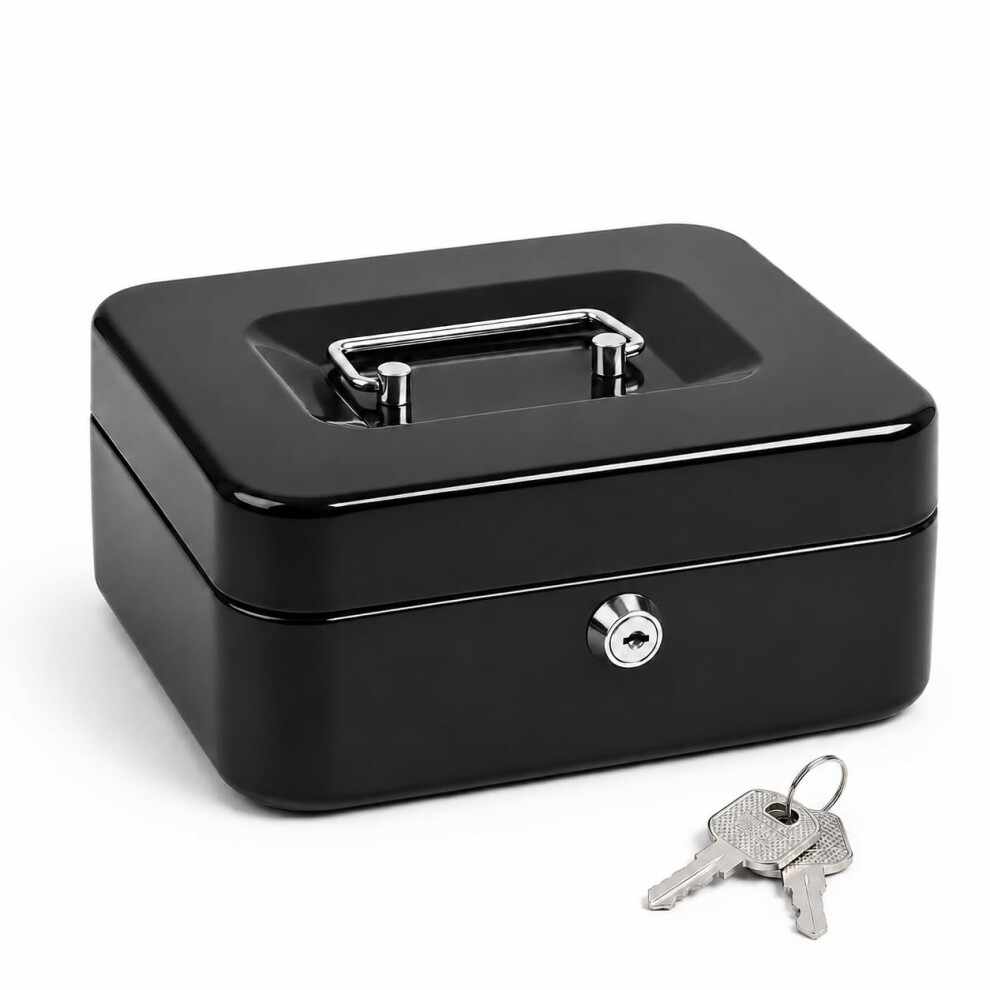 Accurate 6 Inch Steel Cash Box With Lock & 2 Keys, Petty Money Tin Safe Box, Assorted Colour 5007077868118