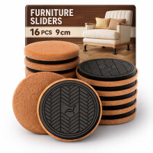 PISAO Felt Furniture Sliders for Wooden Floors, Brown 16PCS -9cm(3 ½”)