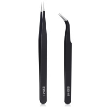 YIKUBO 2pcs Precision Tweezers Set Ultra-Fine, High-Precision Fine Thin Tweezers Stainless Steel Model Making Crafts, Antistatic, Anti-Corrosion, Rus