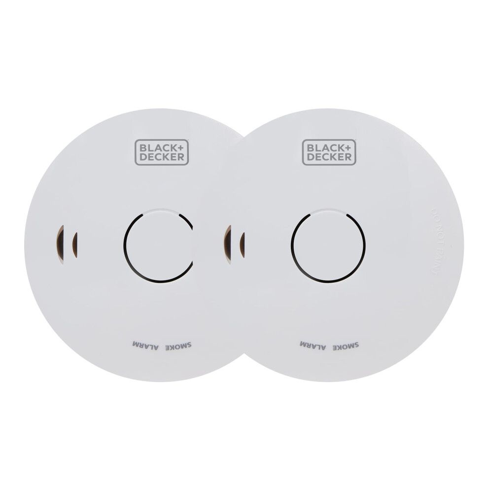 Black+Decker Smoke Alarm 2 Pack. 10 Year Lithium Battery Included Smoke Alarm For Home. Easy To Install Optical Smoke Detector Fire Alarm. With Test/ 5000187507564