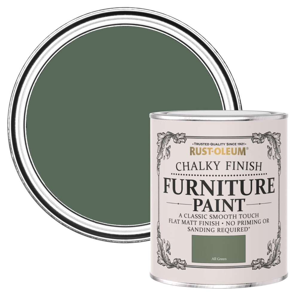 Rust-Oleum Green Upcycled Furniture Paint In Chalky Finish - All Green 750Ml