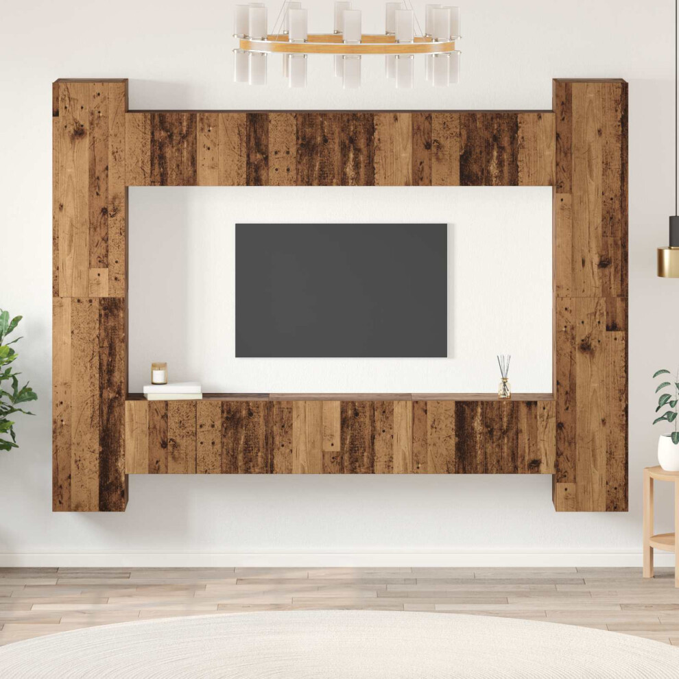 Vidaxl Tv Cabinet Set Wall-Mounted 10 Pcs Old Wood 30.5 X 30 X 90 Cm