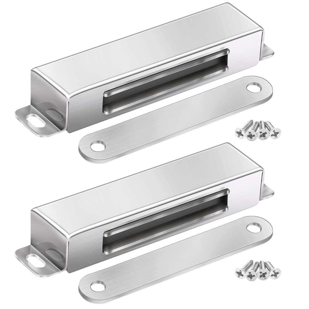 Onarway Magnetic Door Catch 30Kg Pull Strong Magnet Cabinet Latches Magnetic Hardware Stainless Steel Chrome Door Closer For Bathroom Kitchen Sliding 5008249588483