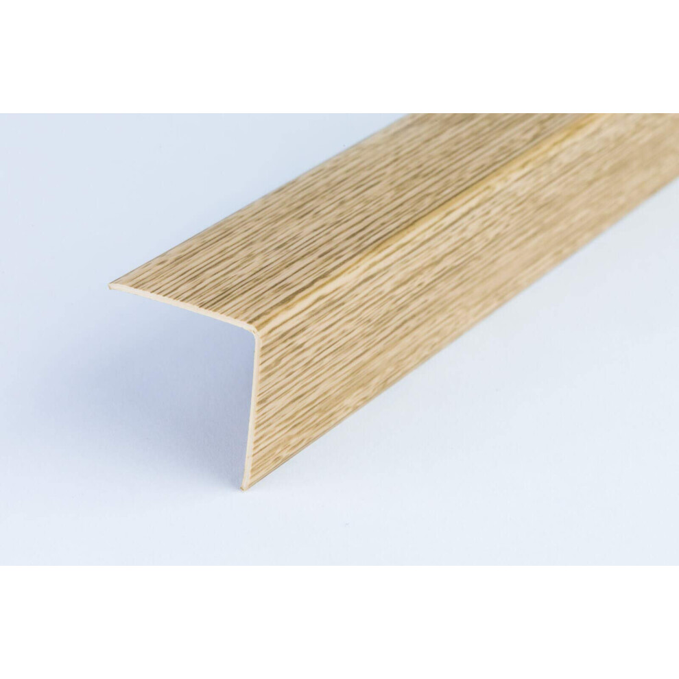 Wood Effect Plastic Pvc Corner 1M Angle Trim Wall Corner Guard Edge Protector Tmw Profiles (15Mm X 15Mm X 1M, Oak) 5003073870612