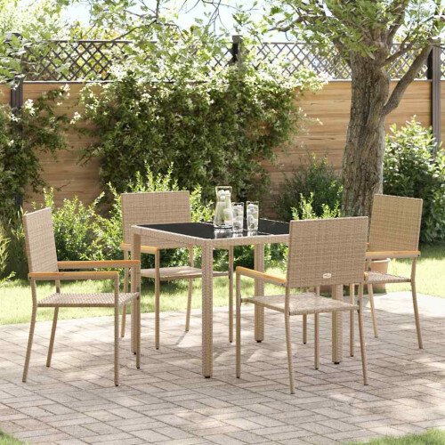 VidaXL vidaXL Garden Dining Set 5 pcs Beige Poly Rattan