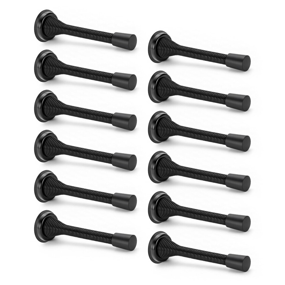 12 Pack, Black Wall Mounted Door Stop Â Stainless Steel Door Stopper For Skirtings & Walls, Protective Door Stops For Home & Office 5003896382323