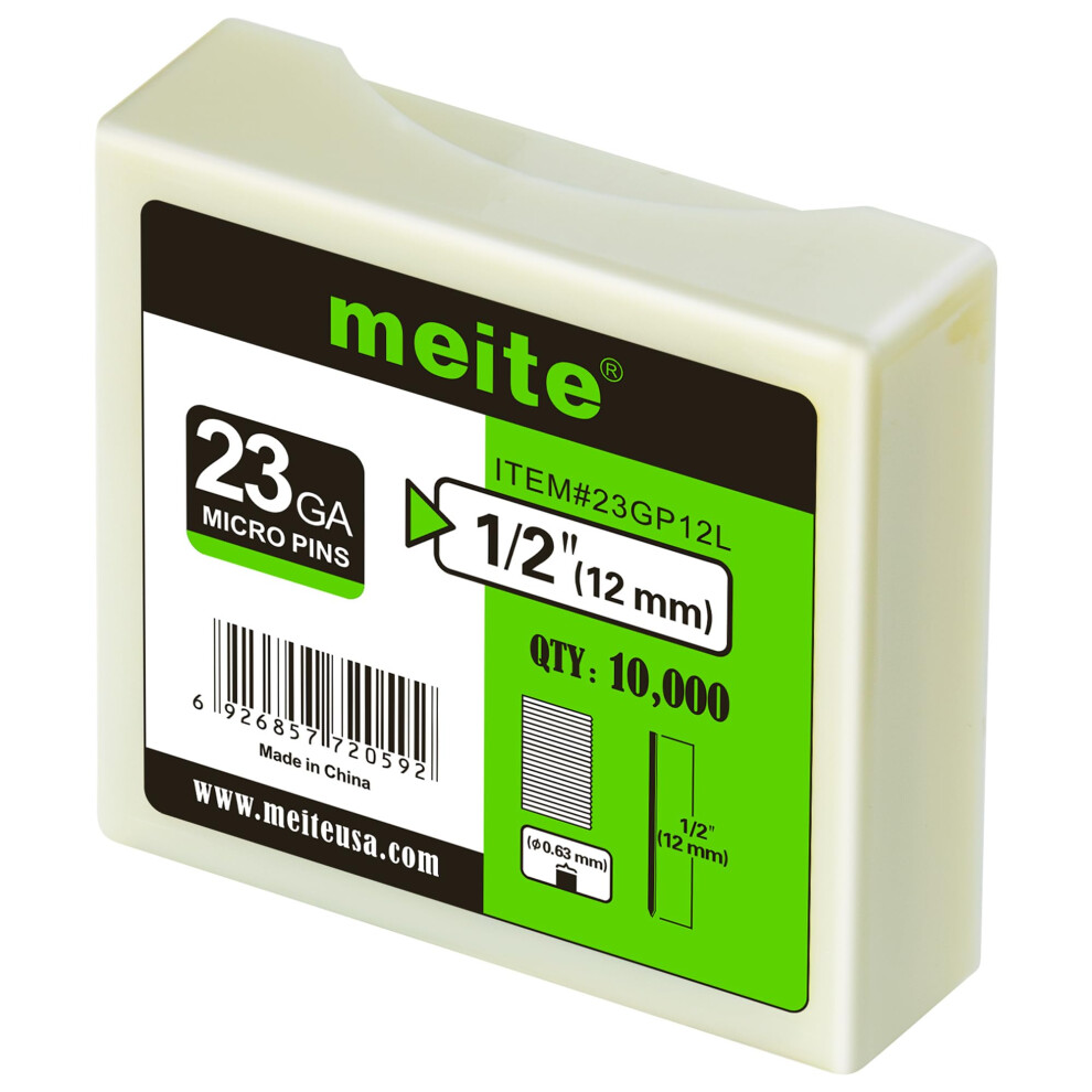 Meite 23 Gauge Pin Nails, 12 Mm Micro Headless Brad Nails For Pin Nailer - Galvanised Pins Nail Gun Nails, Ideal For Fine Woodworking And Trim Work ( 5005747433154