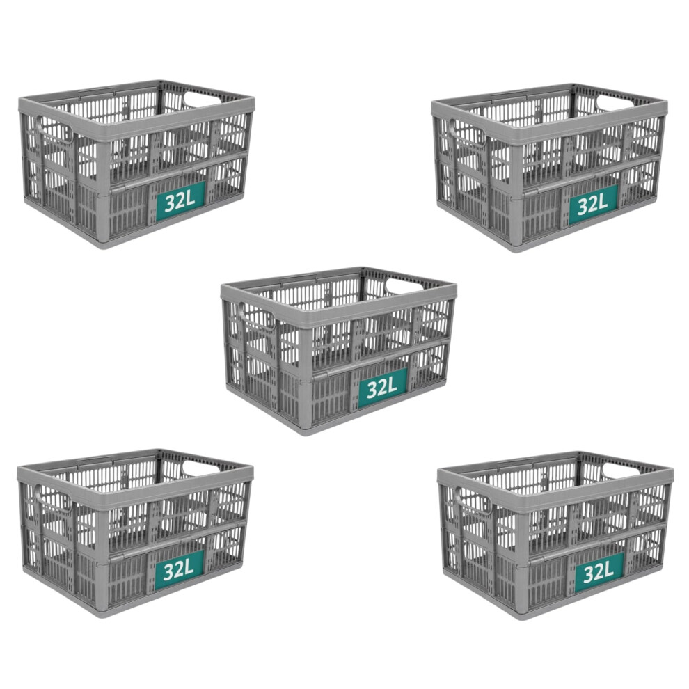 Optimal Products Strong Folding Collapsible Plastic Storage Crates Boxes Stackab 5006476078166