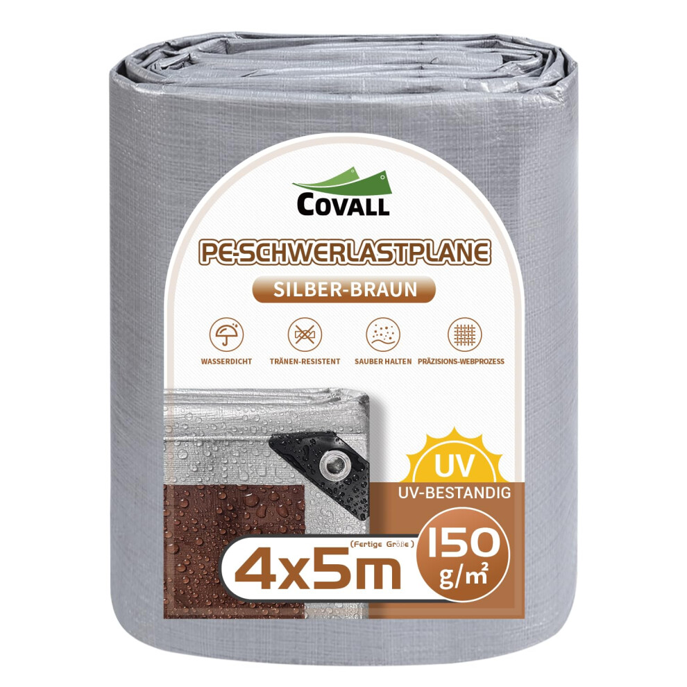 Covall Tarpaulin Waterproof Heavy Duty 150G/ Tarp 45M Plastic Sheeting, Waterproof Tarpaulin Cover With Reinforced Grommets, Uv & Tear-Resistant 5001740210402