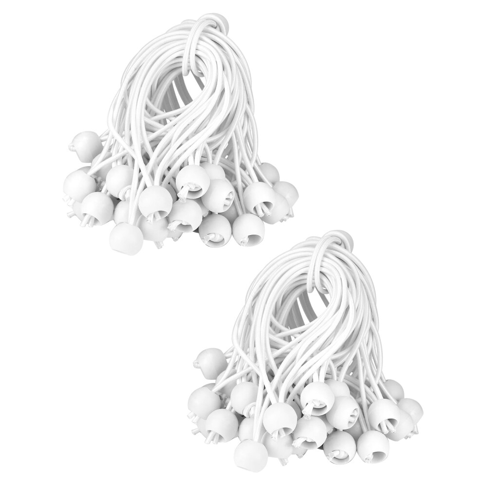 Qwork 100 Pcs Bungee Cord With Balls, 6 Inch, White Bungee Cords, Suitable For Camping Tents, Tarps, Banners, Household Items 5002216989365
