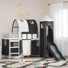 vidaXL Kids'Loft Bed Frame White and Black 75 x 190 cm Metal