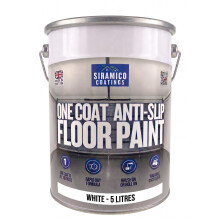 SIRAMICO COATINGS One Coat Anti-Slip Floor Paint | 5 Litres | 5 Modern Colours I Waterbased, Quick Drying Formula | White, Black, Greys (White, 5 Lit