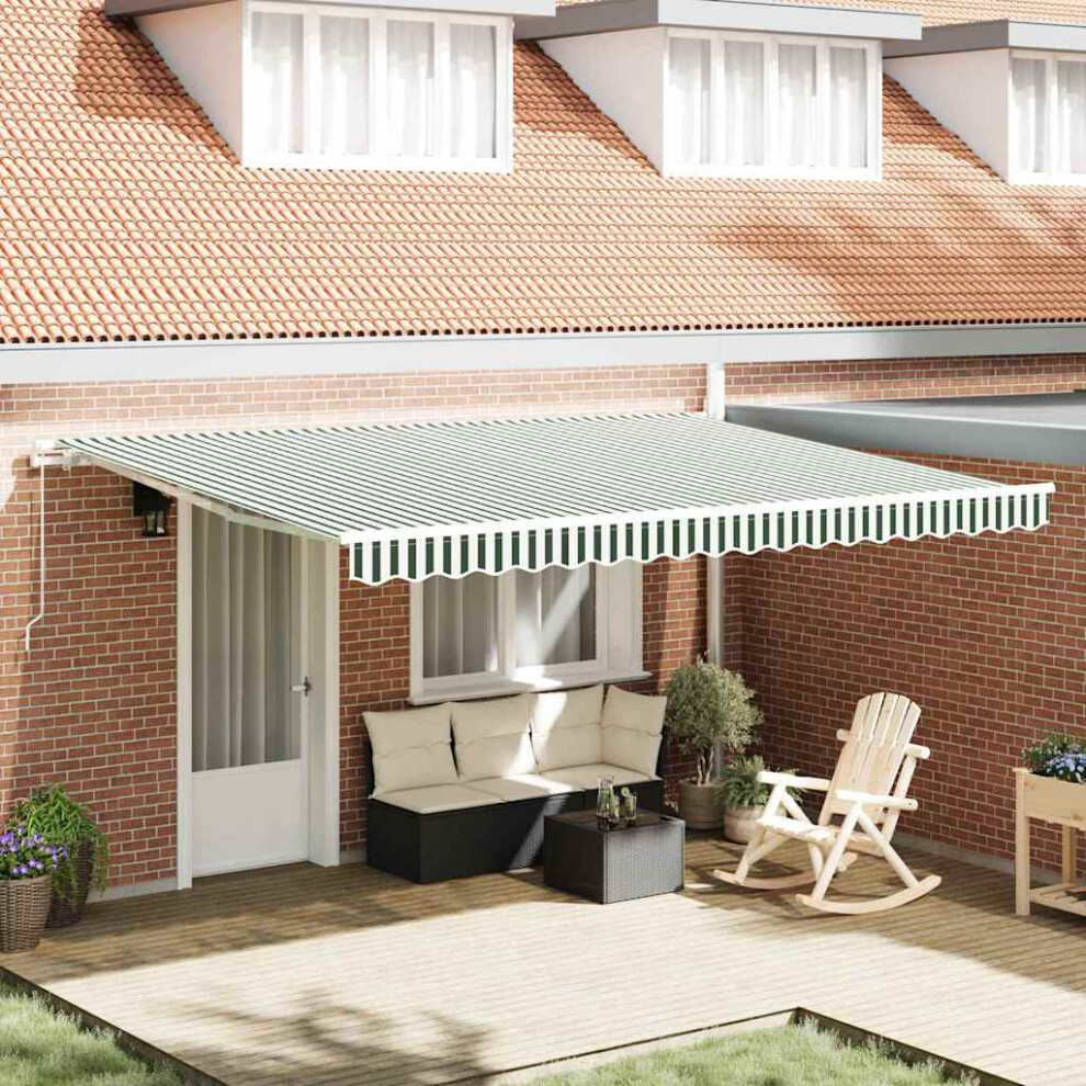 Vidaxl Retractable Awning And 450 X 350 X 165 Cm Green/White