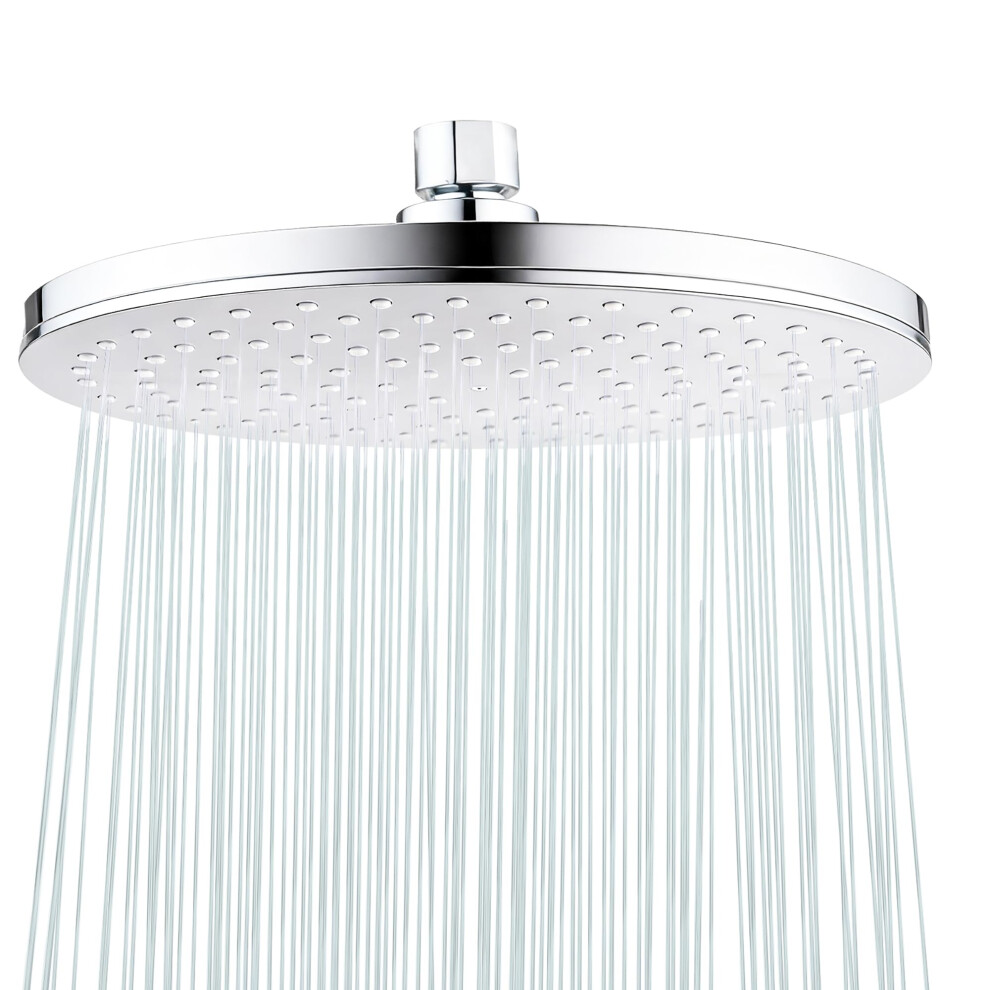 Rainfall Shower Head Chrome Fixed Showerhead 8.8-Inch Round Bathroom Rainhead Overhead Waterfall Shower Head With Adjustable Swivel Ball Joint | G1/2 5003052737356
