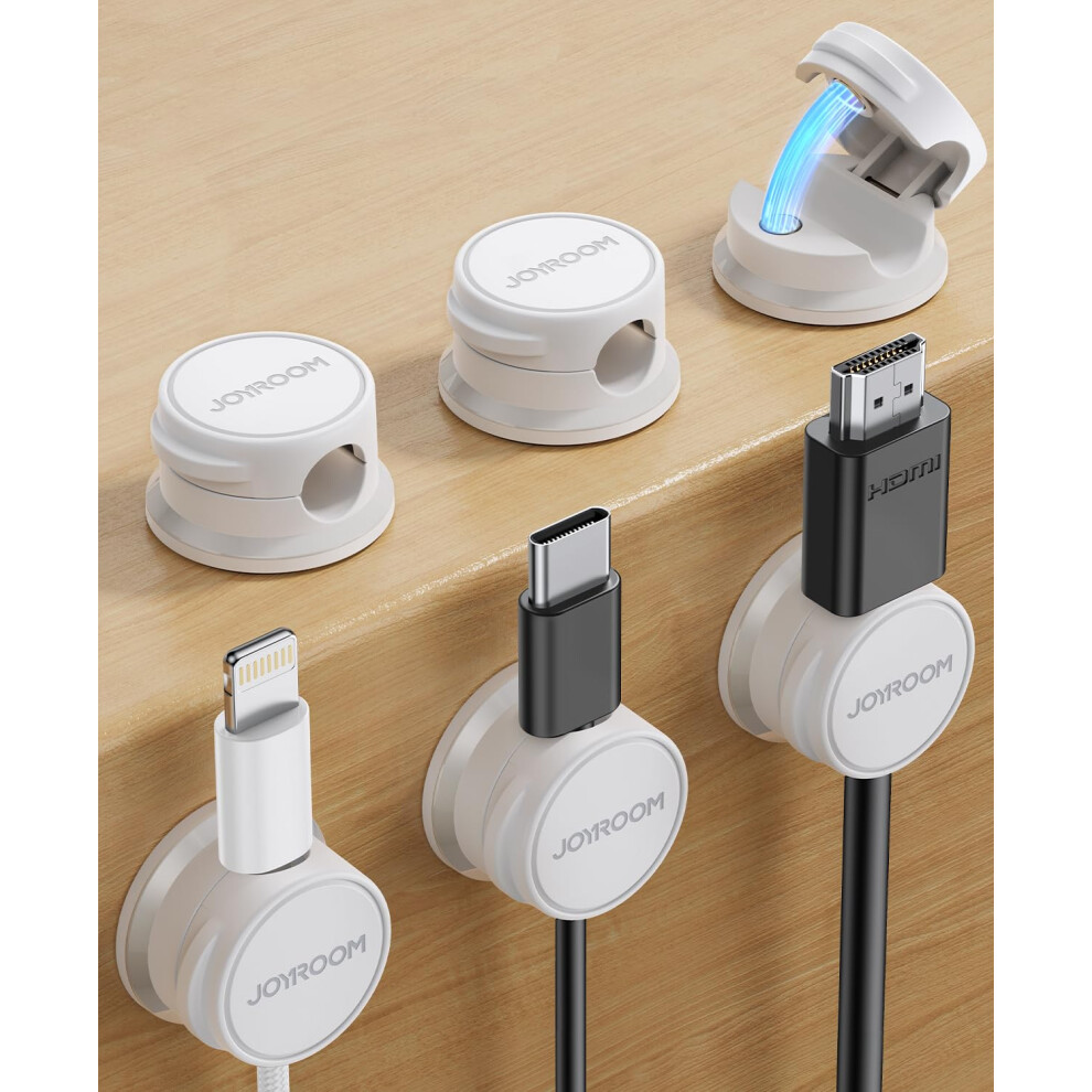 Joyroom 6 Pack Cable Tidy Clips Cord Organiser Magnetic Cable Management Self Adhesive Wire Holder For Desk, Nightstand, Charging Cables, Hdmi, Usb, 5005880045597
