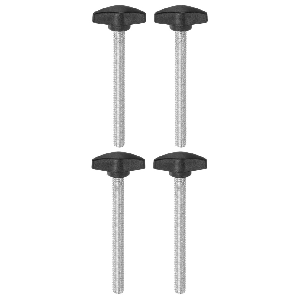 Sourcing Map 4Pcs Tee Wing Knobs Thumb Screws M8 X 80Mm Standard Male Thread Plastic T Knobs Handles Hand Clamping Thumbscrew, Black 5008748043438